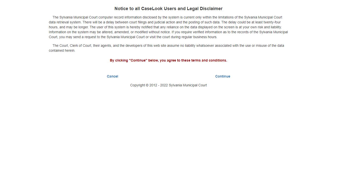 Sylvania Municipal Court - Record Search